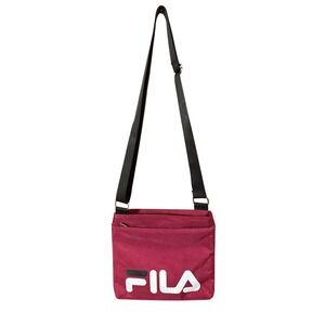 Fila Crossbody Bag Burgundy Red Nylon Messenger Shoulder Bag Adjustable Strap